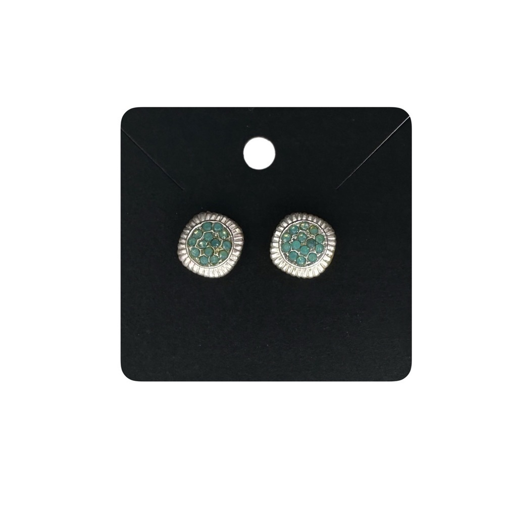 5/$25 😻 Silver and Green Stud Earrings